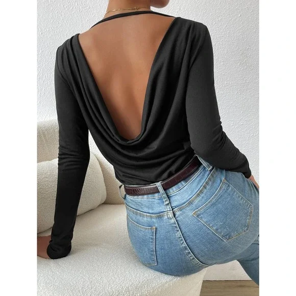 draped tops with sleeves